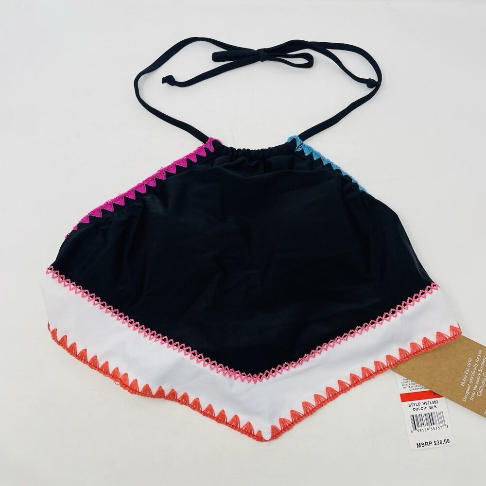 Hobie Womens Size XS Stitch Trim Halter Neck Swim Bikini Top in‎ Black $38 2665